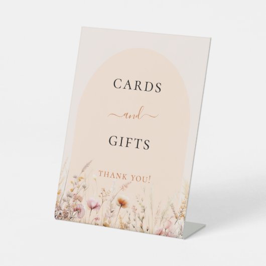 野生の花のアーチ桃のカード贈り物のサイン 台座サイン (正面)