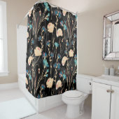 野生の花のイラストレーション。ヴィンテージ継ぎ目のないパット シャワーカーテン (インサイチュ)