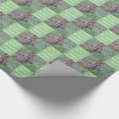 野生の花のイースターパターンのバニーウサギ ラッピングペーパー (角)