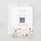 野生の花のウェディングQRコードRSVPカード 出欠カード (正面)