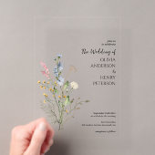 野生の花のエレガントな田舎風の結婚式 アクリル招待状 (インサイチュ (ポータブル))