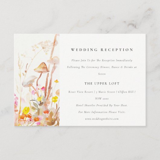 野生の花のキノコ秋葉の結婚披露宴 エンクロージャーカード (正面)