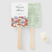 野生の花のケシのコーンフラワーウェディングプログラム ハンドファン (正面&裏面)