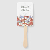 野生の花のケシのコーンフラワーウェディングプログラム ハンドファン (正面)