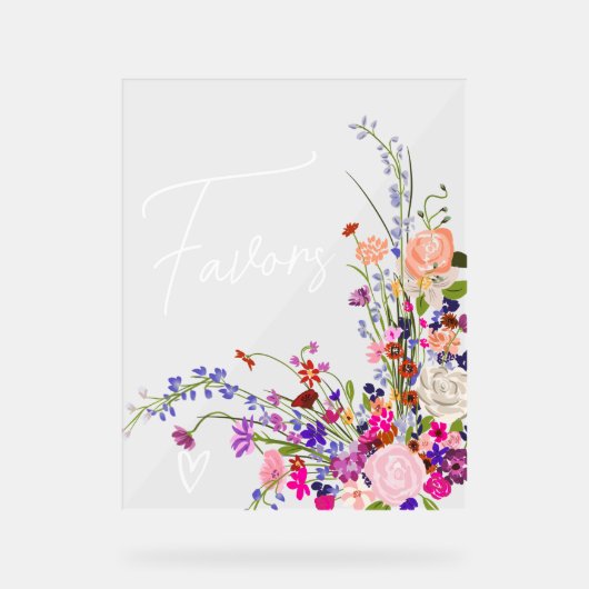 野生の花のスクリプトはブライダルシャワーを好む アクリルサイン (正面)