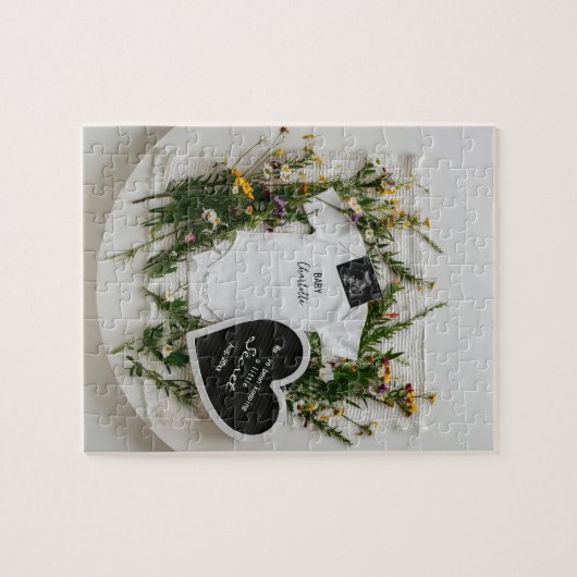 野生の花のデジタル妊娠のお知らせ ジグソーパズル (横)