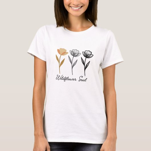 野生の花のトレンディーデザイン Tシャツ (正面)