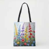 野生の花のトートバッグ 自然の植物画 トートバッグ (正面)