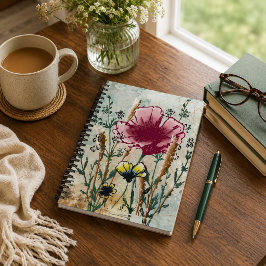 野生の花のハードカバージャーナル ノートブック