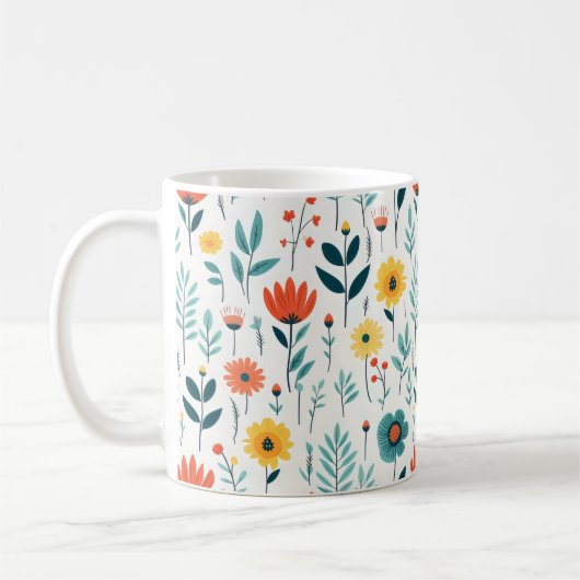 野生の花のパタカラフルーン コーヒーマグカップ (左)