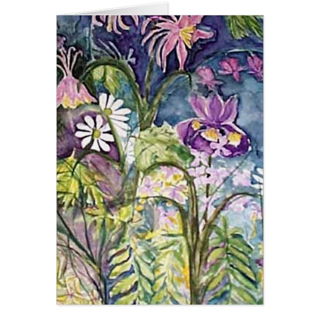 野生の花のファンタジーの水彩画 (正面)