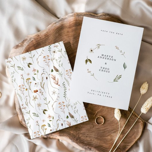 野生の花のフローラエレガントが日付を保存する 招待状