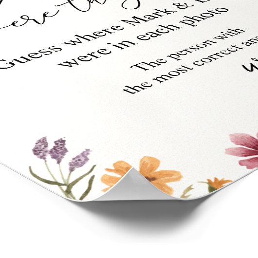 野生の花のブライダルシャワーの場所を当ててみて ポスター (角)