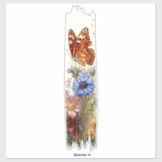 野生の花のブラシの中の絵を描蝶 シール
