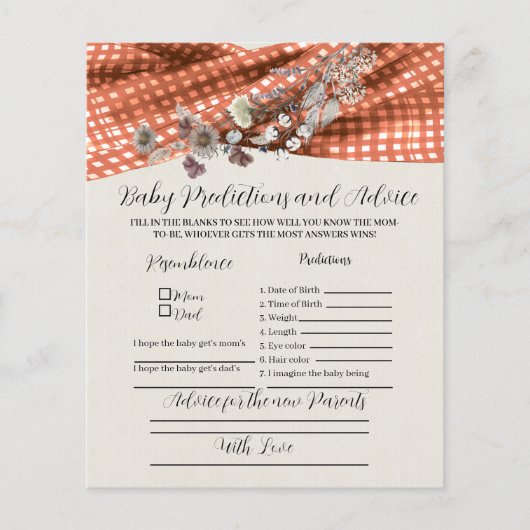 野生の花のベビー予測とアドバイス。 (正面)