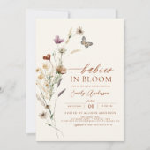 野生の花のベビー開花ツインズベビーシャワー 招待状 (正面)