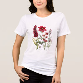 野生の花のボタニカルグラフィック トライブレンドTシャツ