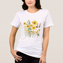 野生の花のボタニカルグラフィック トライブレンドTシャツ