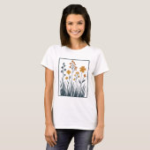 野生の花のボタニカルフラワーアート Tシャツ (正面フル)
