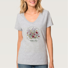 野生の花のボタニカルフラワーデザインが自由奔放な心をくすぐる Tシャツ