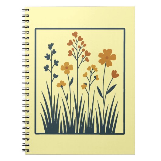 野生の花のボタニカルフラワーデザイン ノートブック (正面)
