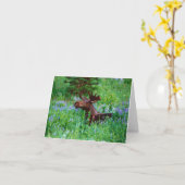 野生の花のメッセージカードのBullのアメリカヘラジカ カード (黄色い花)