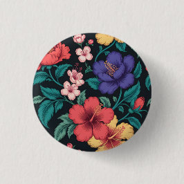 野生の花のリピートパターン 缶バッジ