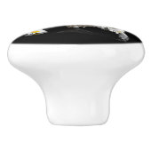 野生の花のリースを持つ動物のスカル セラミックノブ (側面)