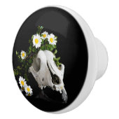 野生の花のリースを持つ動物のスカル セラミックノブ (右)