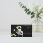 野生の花のリースを持つ動物のスカル 名刺 (スタンド正面)