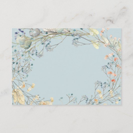 野生の花のリース|のベビーシャワーのおむつのラッフル エンクロージャーカード (裏面)