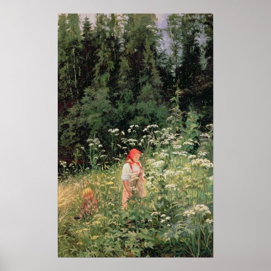 野生の花の中の女の子， 1880 ポスター (正面)