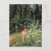 野生の花の中の女の子, 1880 ポストカード (正面)