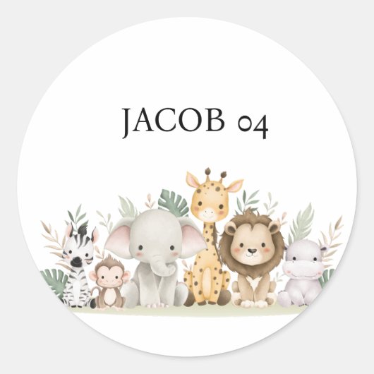 野生の花の動物サファリパーティ 誕生日パーティー ラウンドシール (正面)