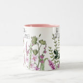 野生の花の女の子を育てるママ新しいママ水色 ツートーンマグカップ (中央)