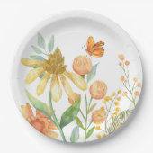 野生の花の審美的な水色 ペーパープレート (正面)