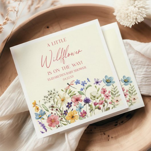 野生の花の小さな野生の花のフローラ赤ちゃんシャワー スタンダードカクテルナプキン