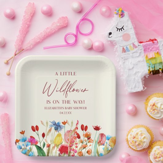 野生の花の小さな野生の花のフローラ赤ちゃんシャワー ペーパープレート (パーティー)