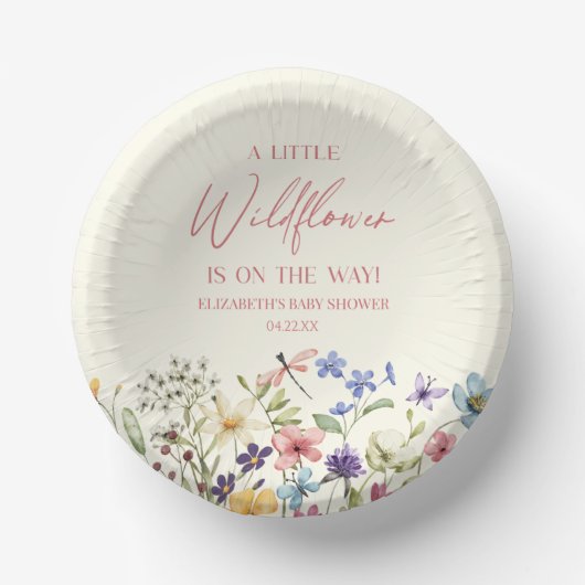 野生の花の小さな野生の花のフローラ赤ちゃんシャワー ペーパーボウル (正面)