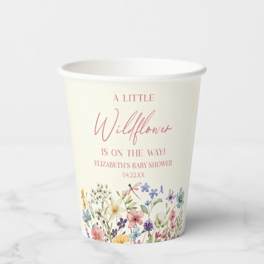 野生の花の小さな野生の花のフローラ赤ちゃんシャワー 紙コップ (裏面)