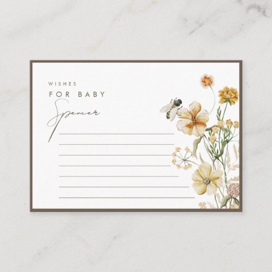 野生の花の少し中立のベビー アドバイスカード (正面)