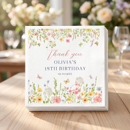 野生の花の庭の誕生日パーティー スタンダードカクテルナプキン