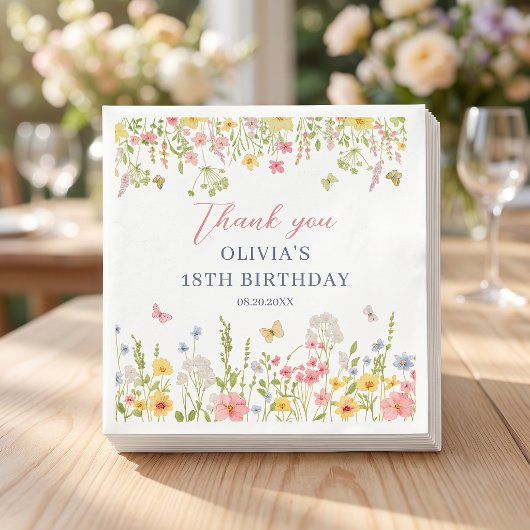 野生の花の庭の誕生日パーティー スタンダードカクテルナプキン