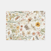 野生の花の庭 ボタニカルチョウ 科学の花 フリースブランケット (正面(横))
