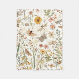 野生の花の庭 ボタニカルチョウ 科学の花 フリースブランケット