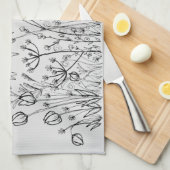 野生の花の引くこと キッチンタオル (四つ折り)