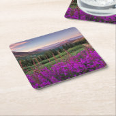 野生の花の日の出の|頂点に達されたビュート、コロラド州 スクエアペーパーコースター (アングル)