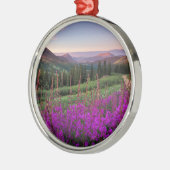 野生の花の日の出の|頂点に達されたビュート、コロラド州 メタルオーナメント (左)