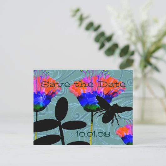 野生の花の日付を保存カスタマイズ- 案内ポストカード (スタンド正面)