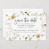 野生の花の日付を保存 招待状 (正面/裏面)